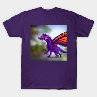 Purple Fairy Dragon with Butterfly Wings T-Shirt